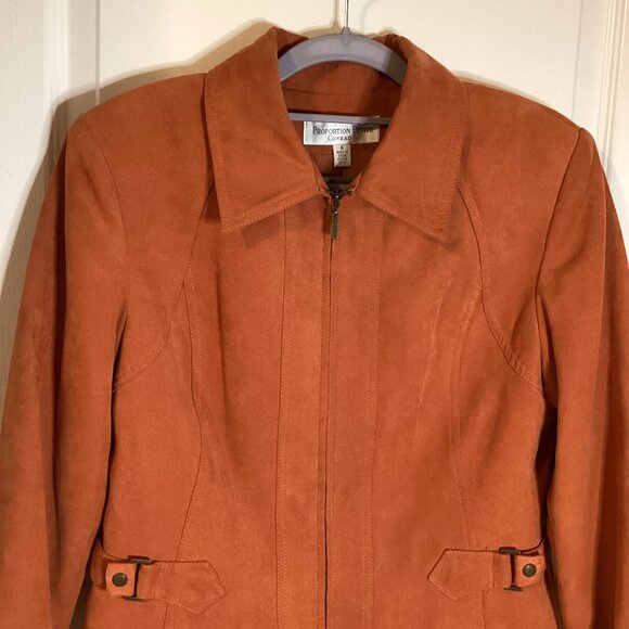 Vintage Conrad C Women's Faux Suede Blazer Jacket Burnt Orange Size 6 Office - Picture 2 of 9